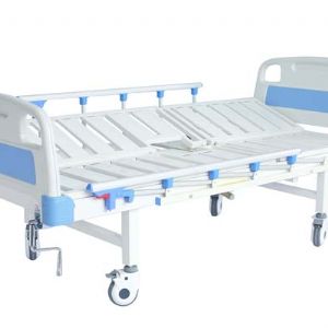 E19B單搖便孔翻身護理床   (輪、五檔護欄、條式床面、側翻身） 